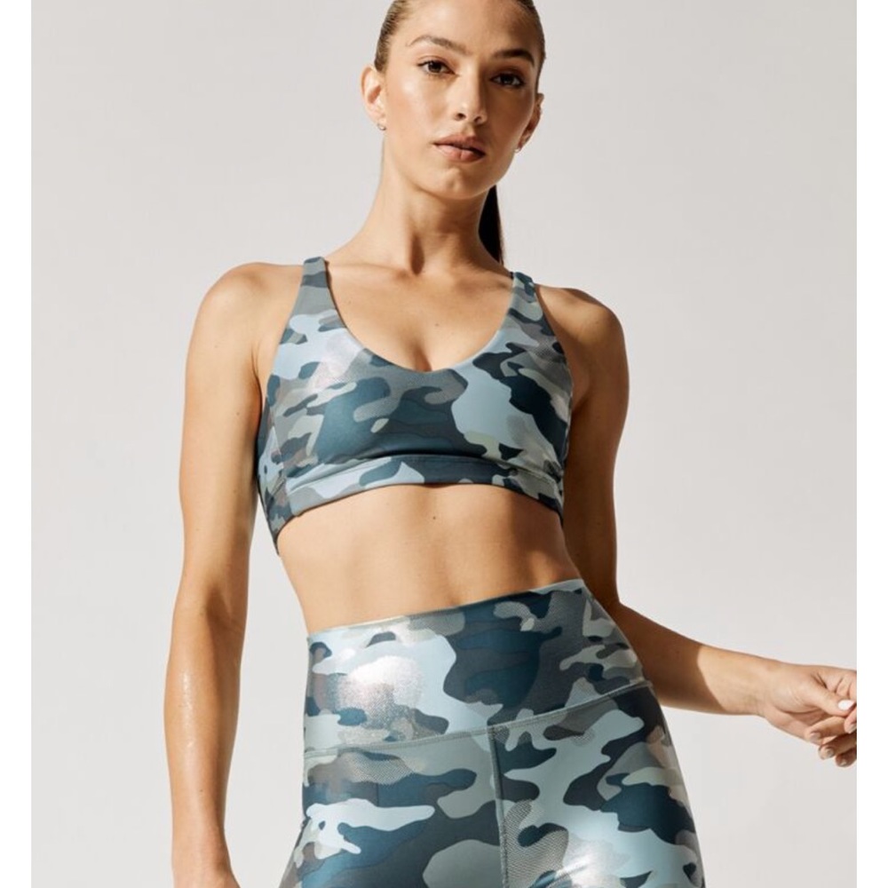 carbon38 metallic camo cross back bra